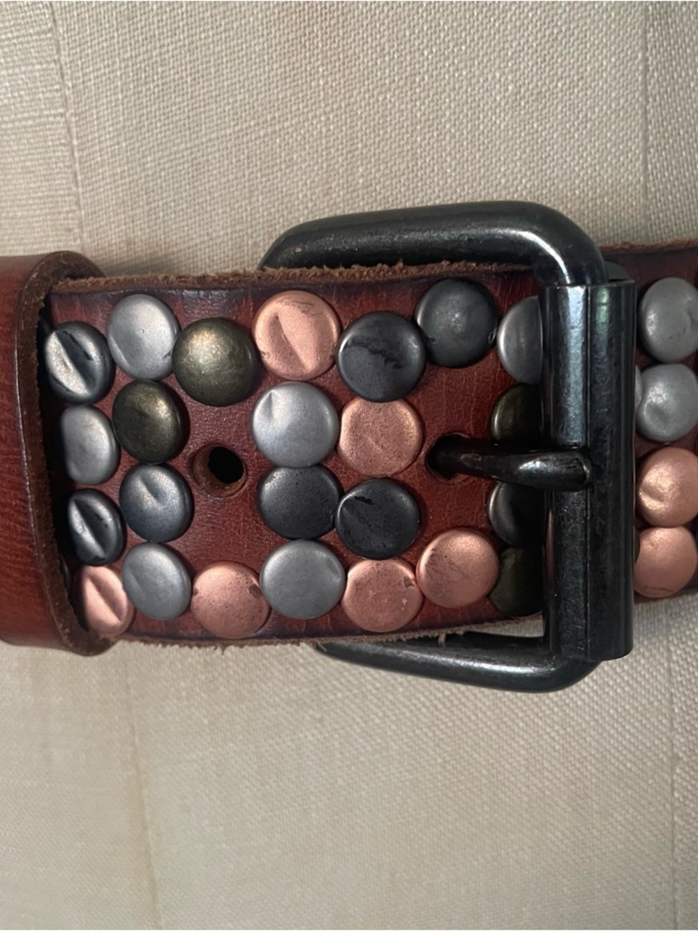 Amsterdam Heritage studded brown leather belt size 95 M/L - Picture 2 of 10
